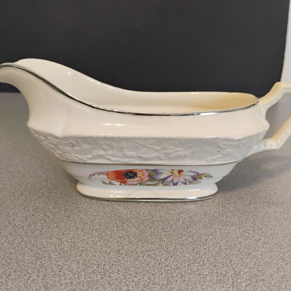 Edwin Knowles Vintage Floral Gravy/Sauce Boat